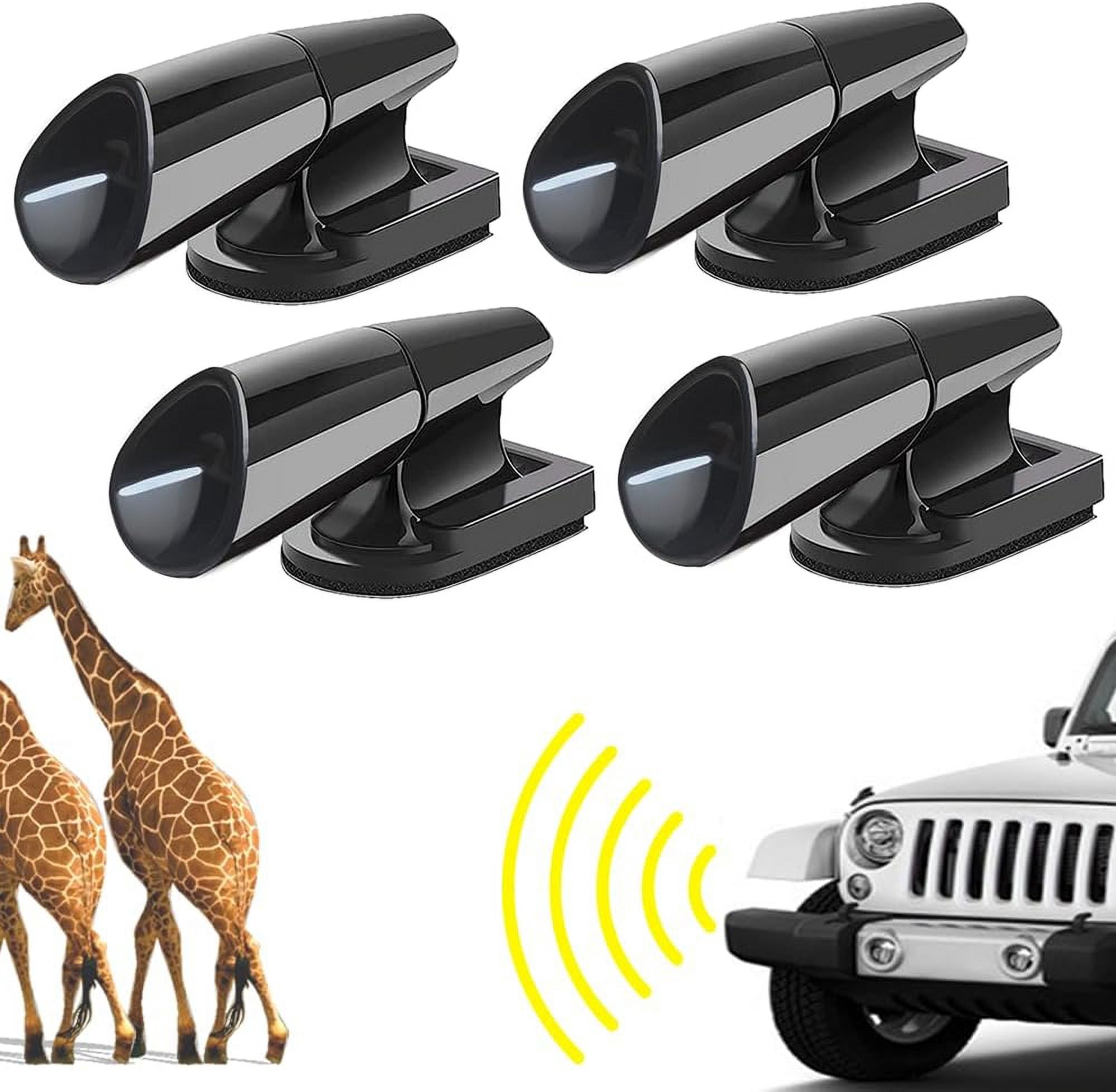 Gogcaro Deer Warning Whistles for Vehicles, Ultrasonic Animal Deterrent Safety Device (Black, 4 Pack) 228b2