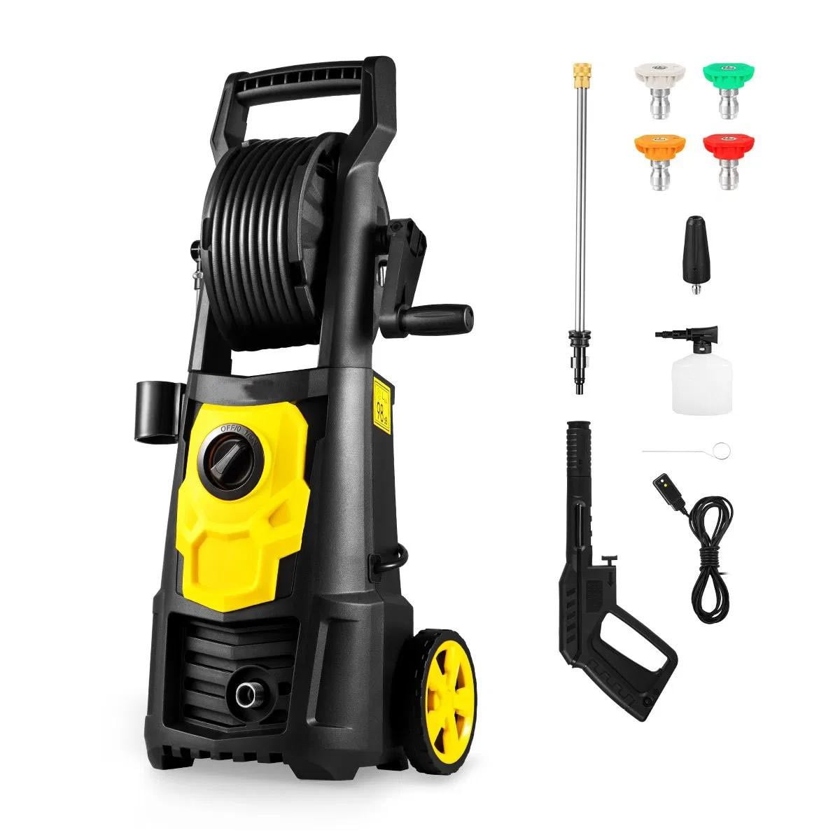 Generic Electric Pressure Washer, 2000 PSI Power Washer with 30 ft Hose and 5 Quick Connect Nozzles (Black, 2000 PSI) mhd2p