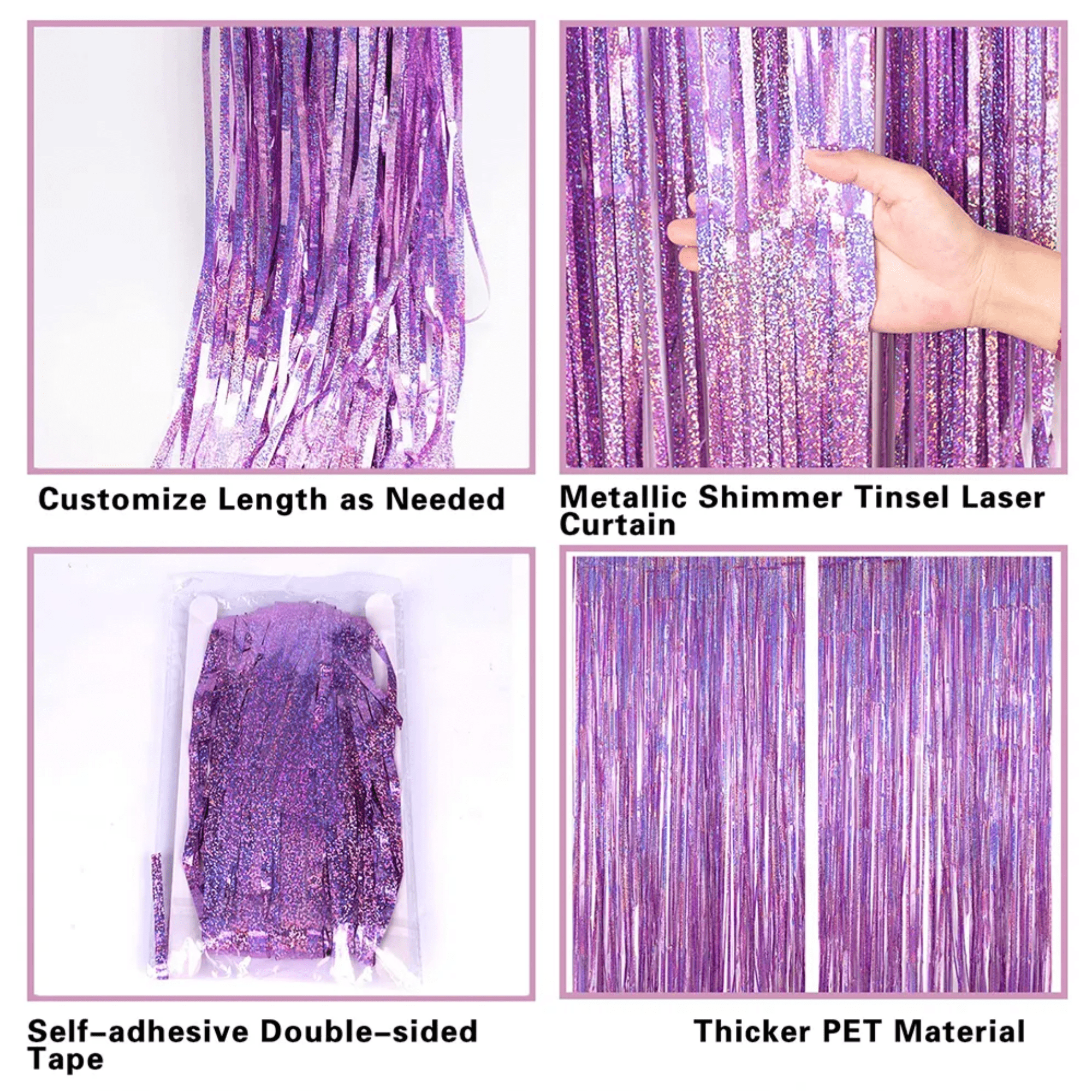 ECC Party Supply Silver Foil Fringe Door Curtain Backdrop (2 Pack, 8 ft x 3 ft) fuuhb