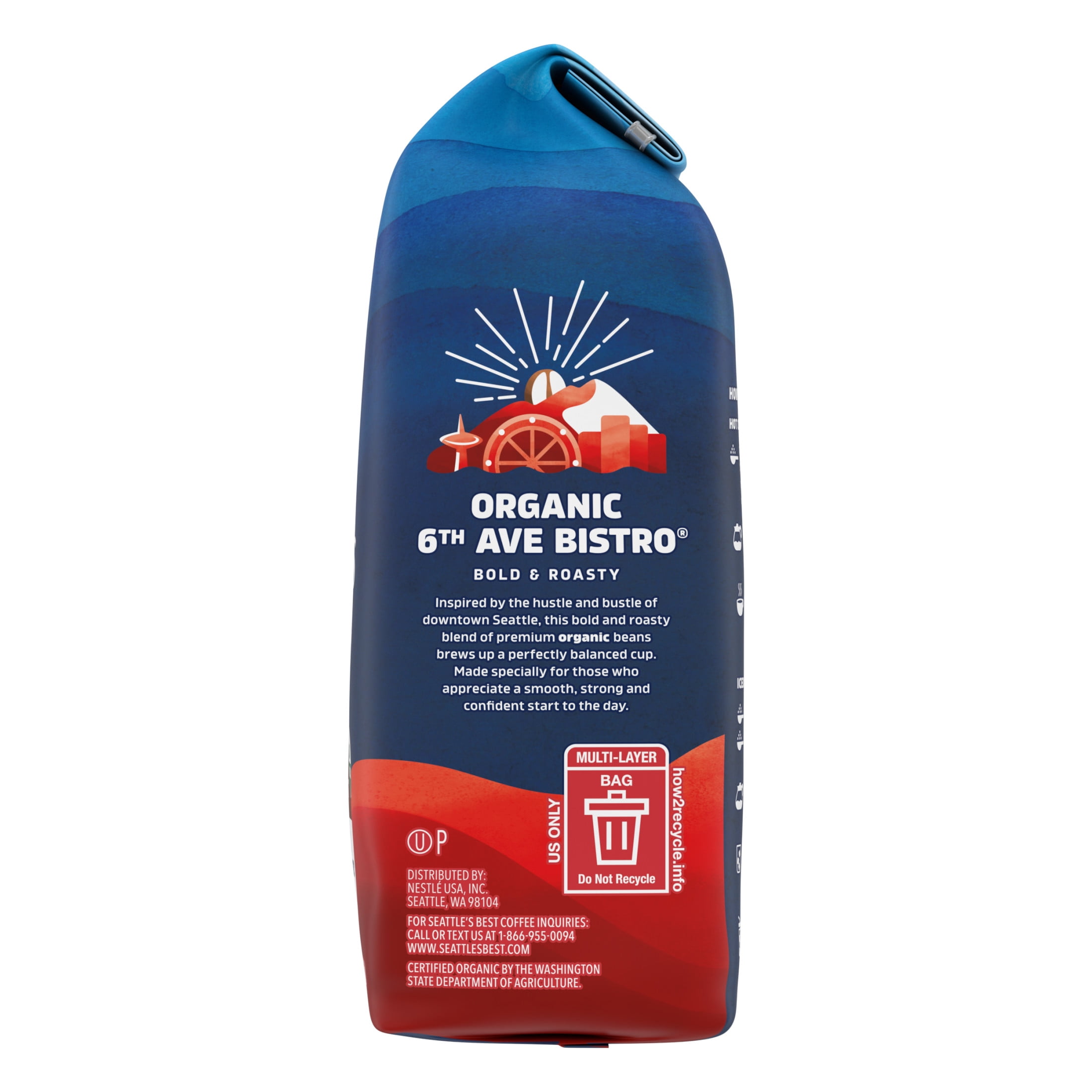 Seattle's Best Coffee 6th Ave Bistro Dark Roast Organic Ground Coffee (10 oz) 1ilcx