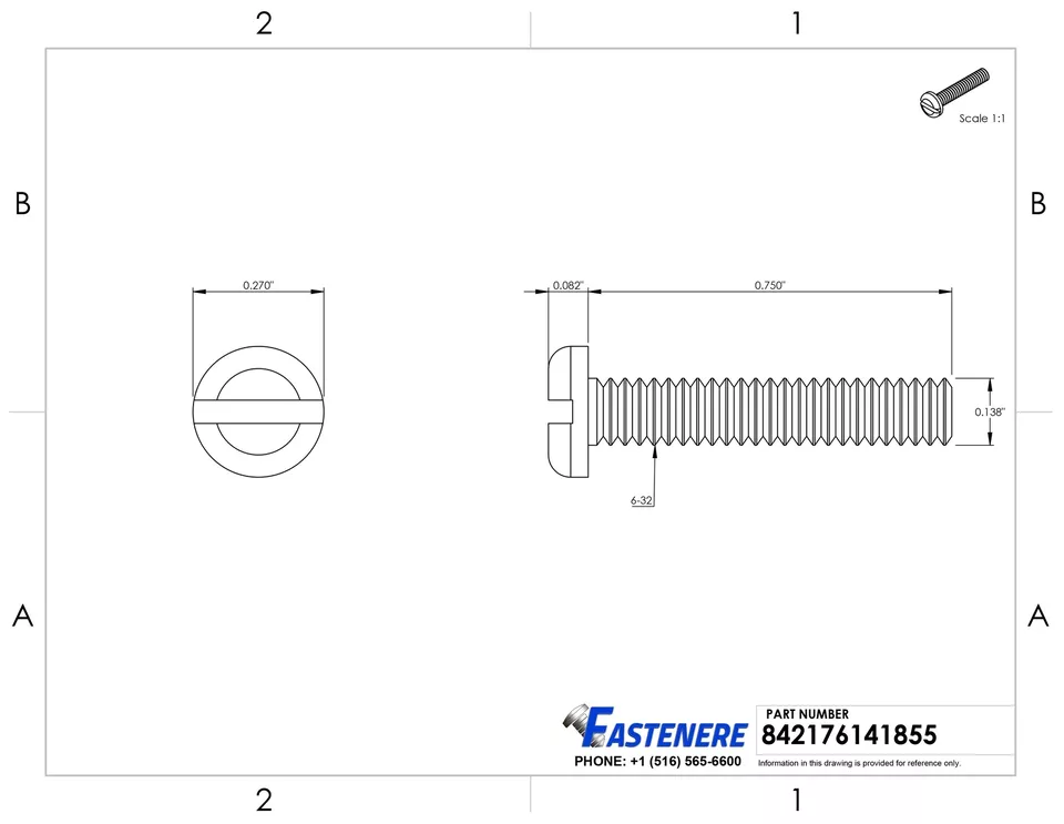 YANI 6-32 x 3/4 in Slotted Pan Head Machine Screws (Stainless Steel 18-8, 100 Pack) 94qrk