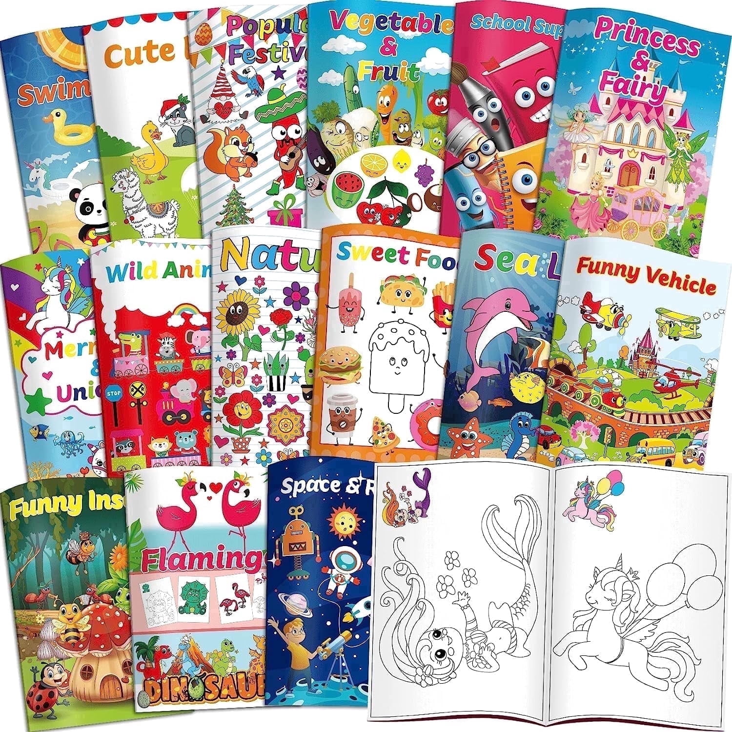 Kalysky Mini Coloring Books for Kids Activity Set (15 Pack, 5.9 in x 8.5 in) 4pc8e