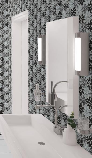 Andova Tiles Fresh Ticia Gray Floral Pattern Polished Glass Mosaic Wall and Floor Tile (Grey, 0.76 sq ft) hmht5