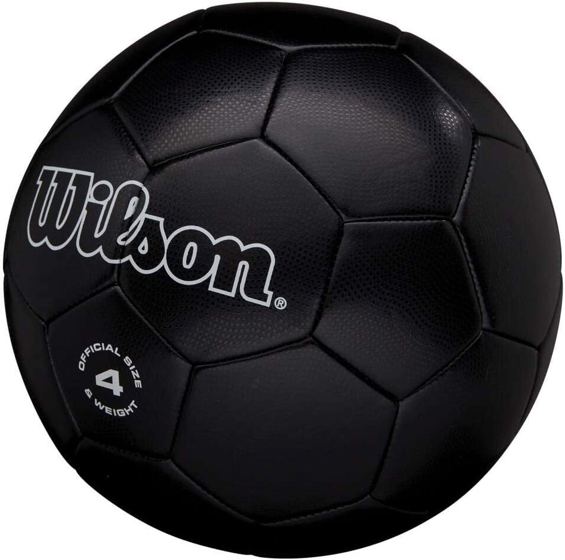 Wilson Traditional Soccer Ball Durable Synthetic Leather Outdoor Training (Black, Size 5) rdz35