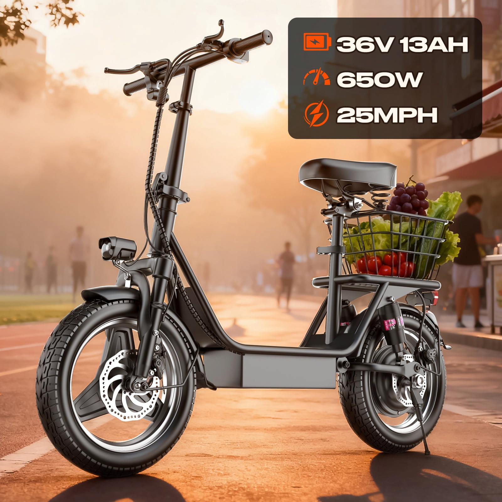 AVBDJOY Electric Scooter with Seat for Adults, 500W Motor, 14 in Tires, Foldable Commuter Scooter (Black) hnfk5
