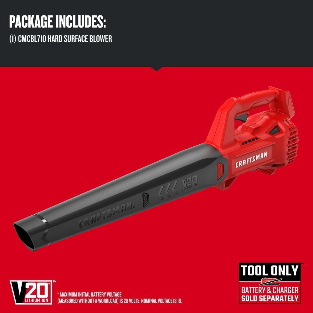 CRAFTSMAN V20 Cordless Leaf Blower, High-Velocity Hard Surface Clearing Tool (Bare Tool) c358a