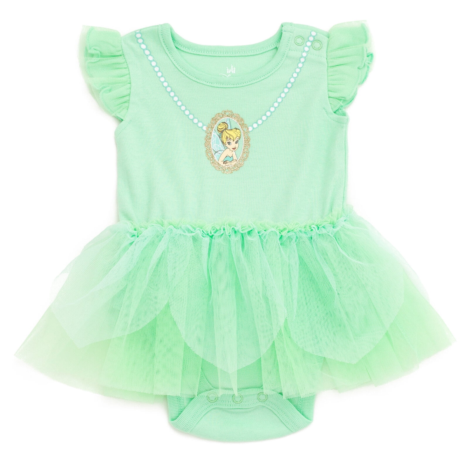 Disney Tinker Bell Cosplay Bodysuit with Skirt Overlay and Headband Outfit Set (Green, 0-24 Months) j1h2f