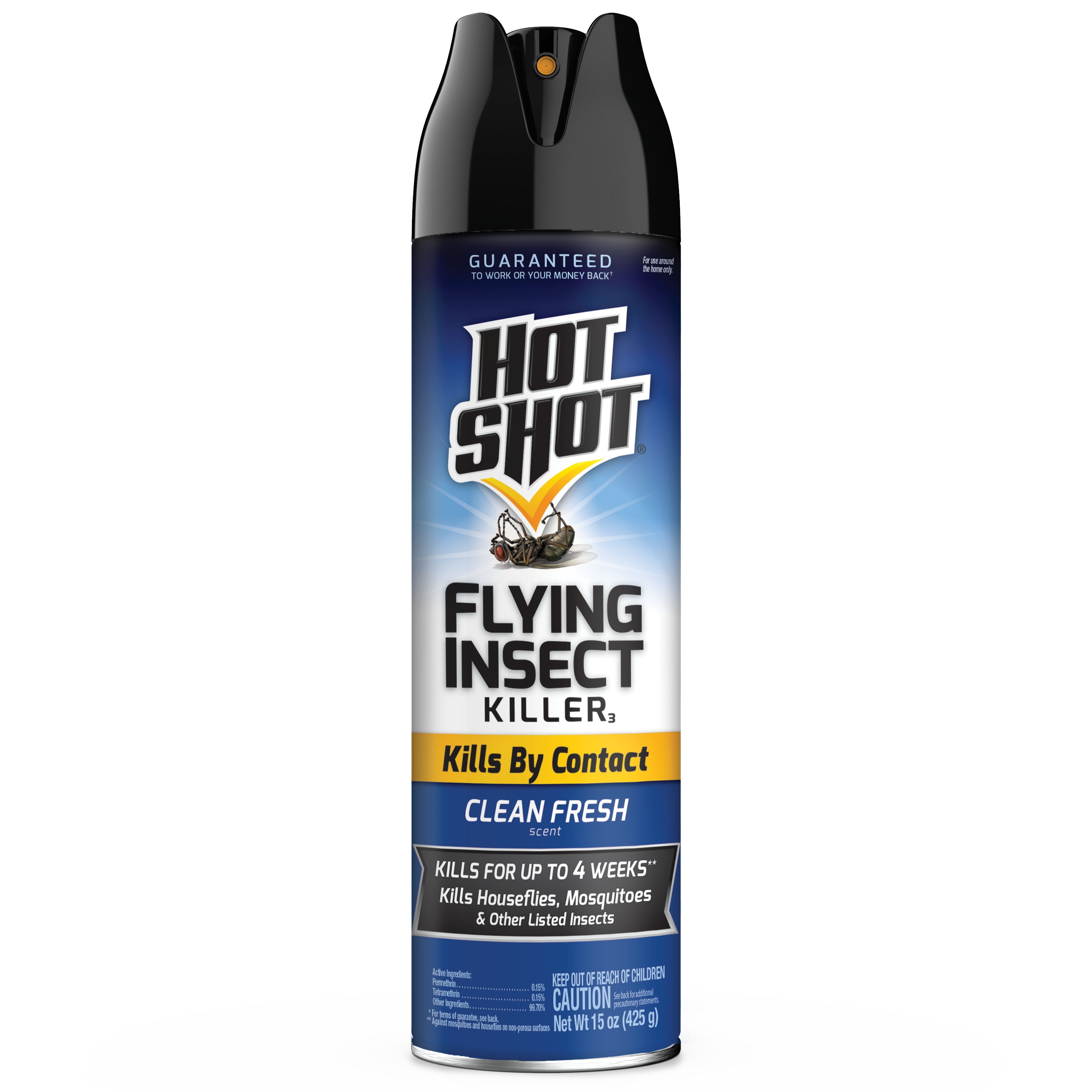Hot Shot Flying Insect Killer Spray, Fast-Acting Indoor and Outdoor Pest Control (Clean Fresh Scent, 15 oz) 1mvlh