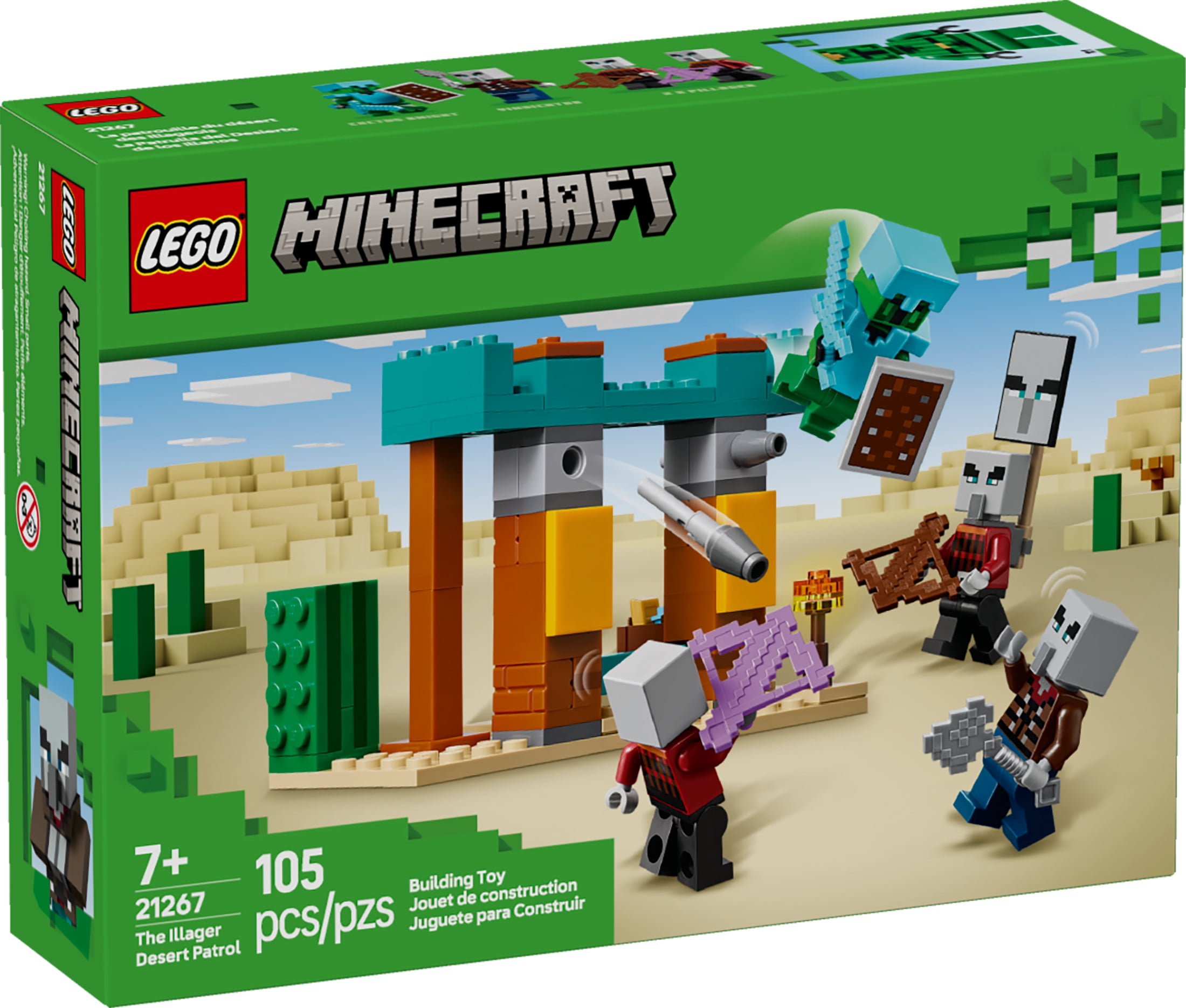 LEGO Minecraft The Illager Desert Patrol Building Set with 4 Action Figures (3 in. H x 4 in. W x 2 in. D) byk4z