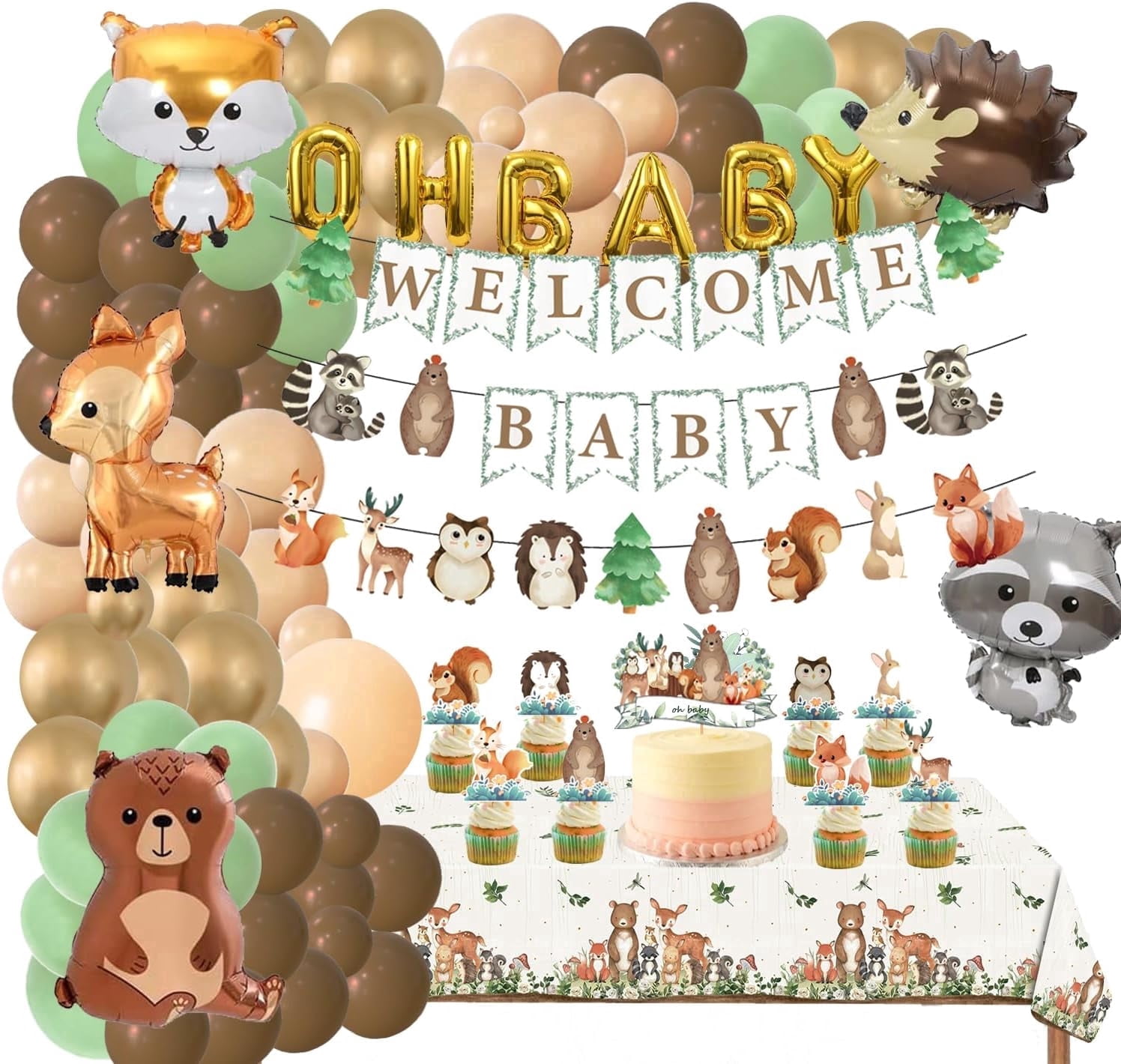 Finypa Woodland Animal Baby Shower Decoration Set (128 Pieces) lgtew
