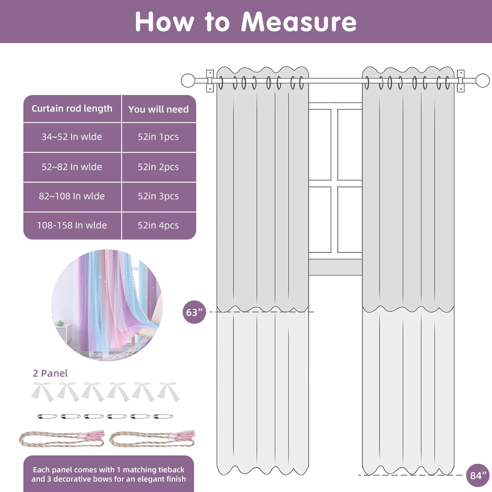 CshidWorld Blackout Curtains for Girls Bedroom, Double Layer Star Cut Out Drapes with Sheer Tulle Overlay (Pink, 52 in x 63 in, 2 Panels) 42w51