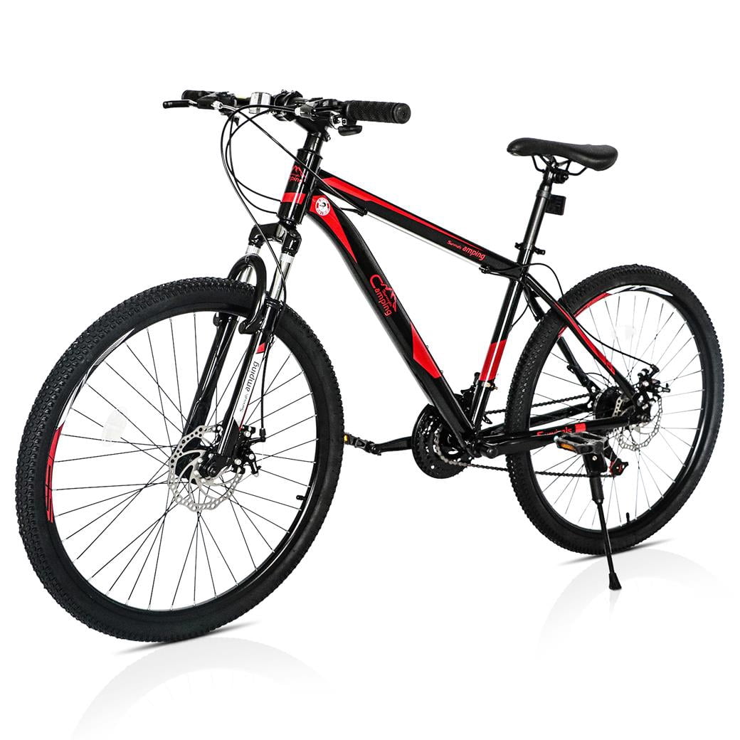 EDOEMSE Mountain Bike 21-Speed Trail Bicycle with Dual Disc Brakes (Red/Black, 26 in) zn9sl