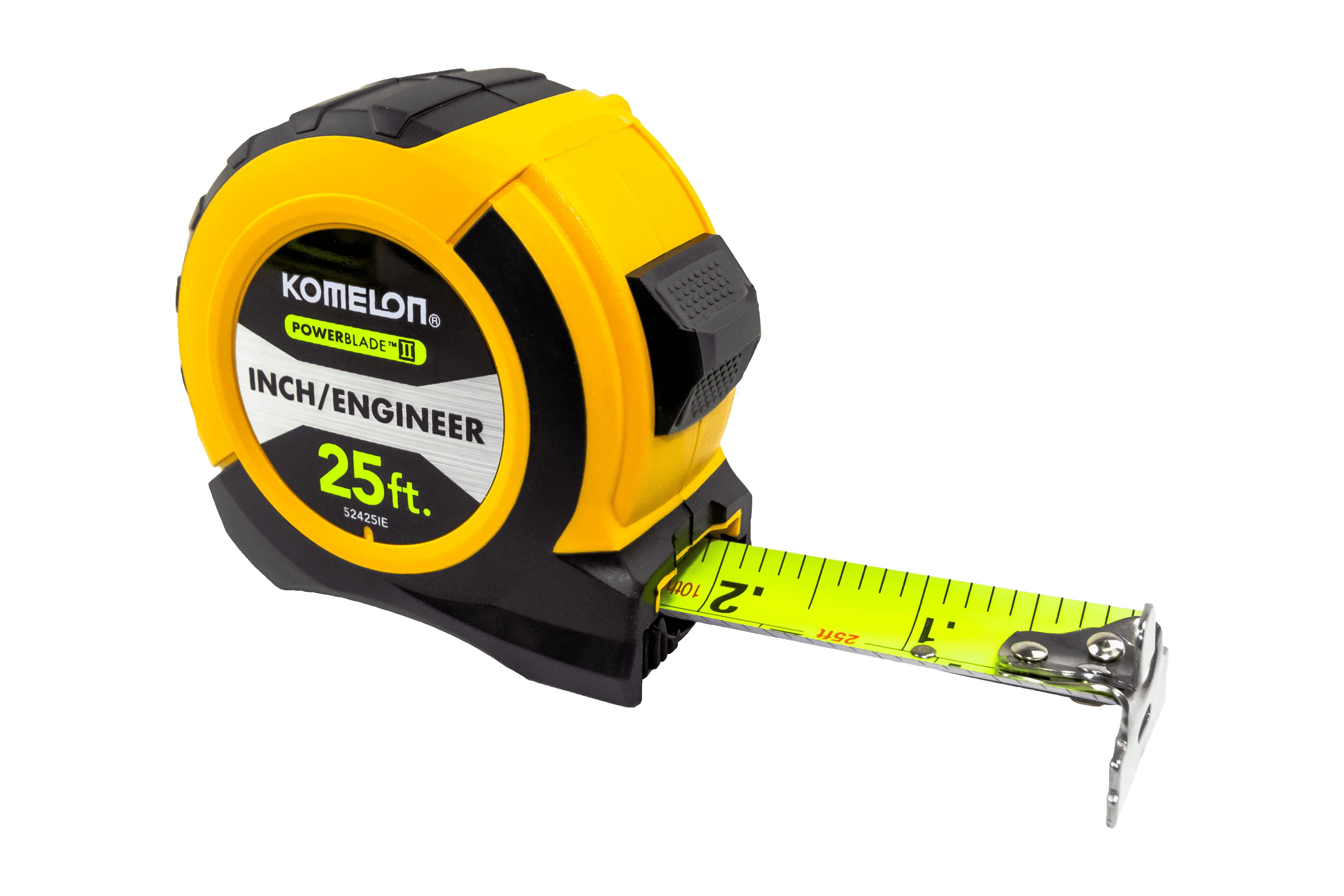 Komelon Powerblade II Professional Tape Measure (Heavy-duty, High-visibility) (Black, 25 ft) 9wqtp