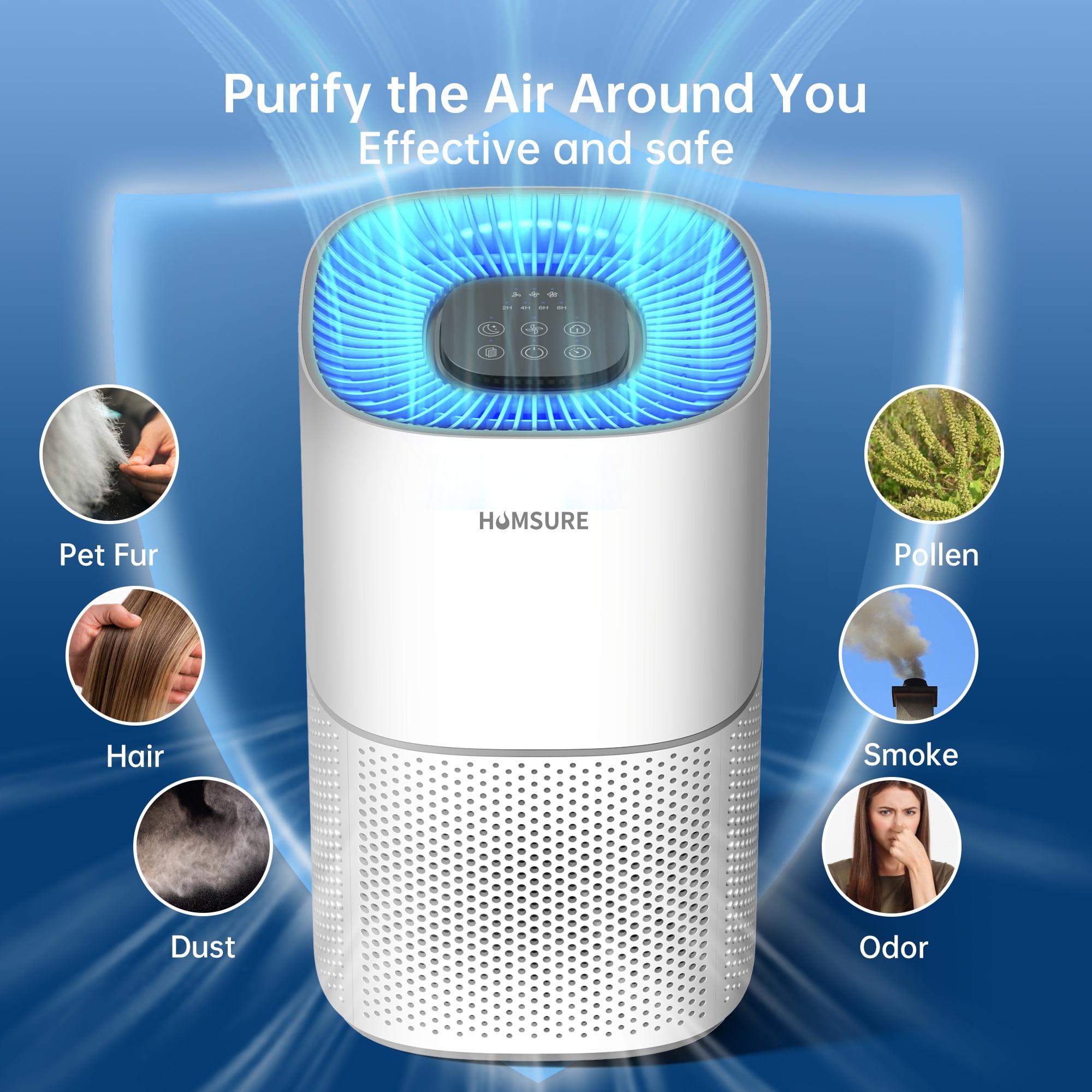 HUMSURE HEPA Air Purifier for Home Large Room, 4-Stage Filtration System for Allergies, Pet Dander, and Dust (3500 sq ft) l13ur