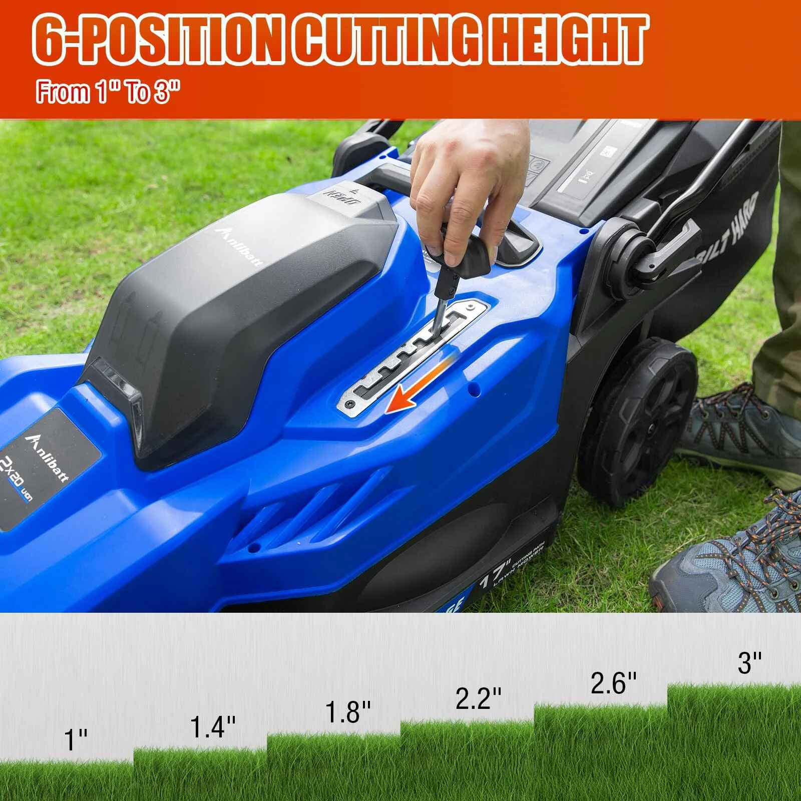 ANLIBATT 40V Cordless Lawn Mower Combo Set with Trimmer and Blower (Blue, 17 in) 61bbc