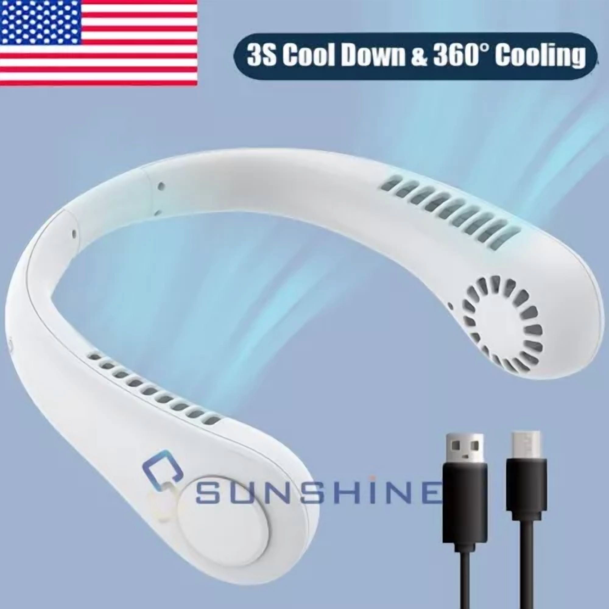 VAULT Portable Neck Fan Rechargeable Hands-Free Personal Cooling Device (1000 mAh) 3pv3h