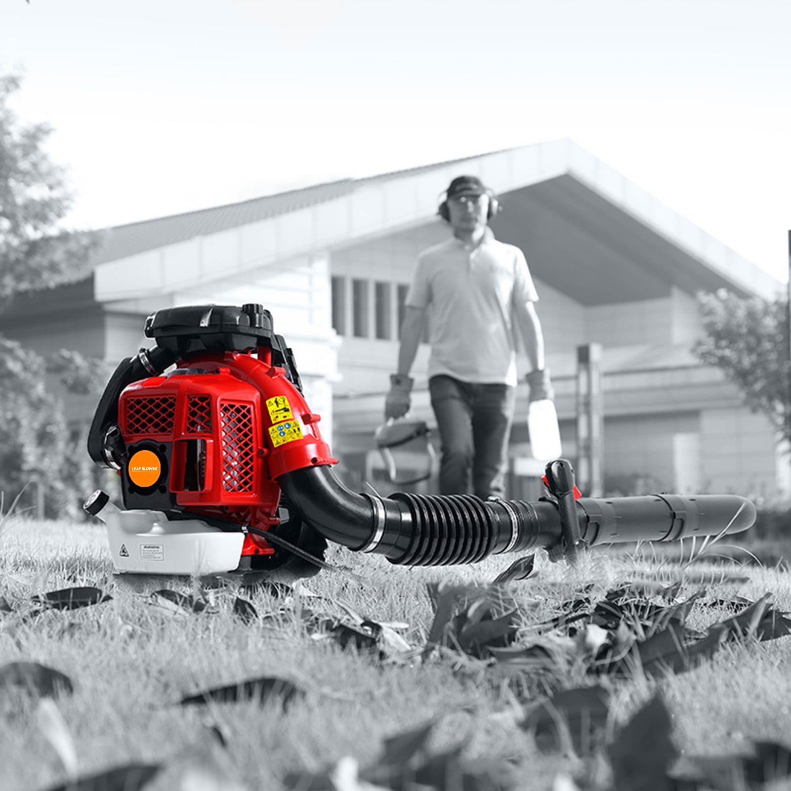 Wharick 80cc Backpack Leaf Blower, 900CFM Gas Powered 2-Stroke Engine for Lawn and Snow Clearing (80cc, 900CFM) 72ree