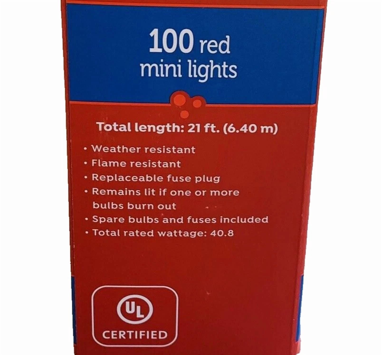 Knack Mini String Lights Incandescent Holiday Decor (Red, 20 ft, 100 Count) 6zgw1