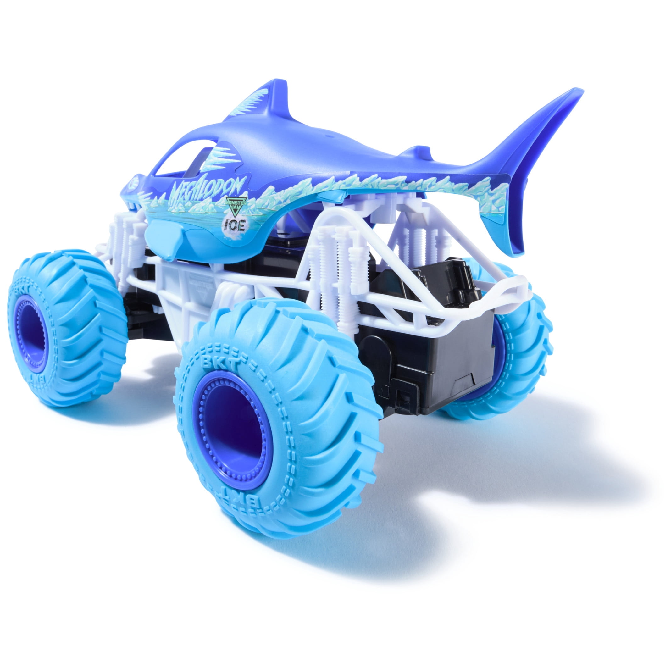 Monster Jam Megalodon Ice RC Monster Truck, Remote Control Off-Road Vehicle (Blue, 1:24 Scale) 3xwjs