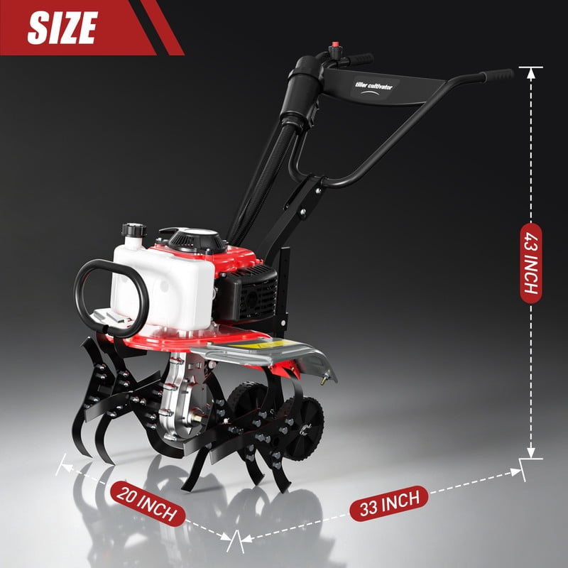 Baotree 62cc 4-Stroke Gasoline Rotary Tiller, Powerful Soil Cultivator for Garden and Lawn Maintenance (20 in Width) mp8e3