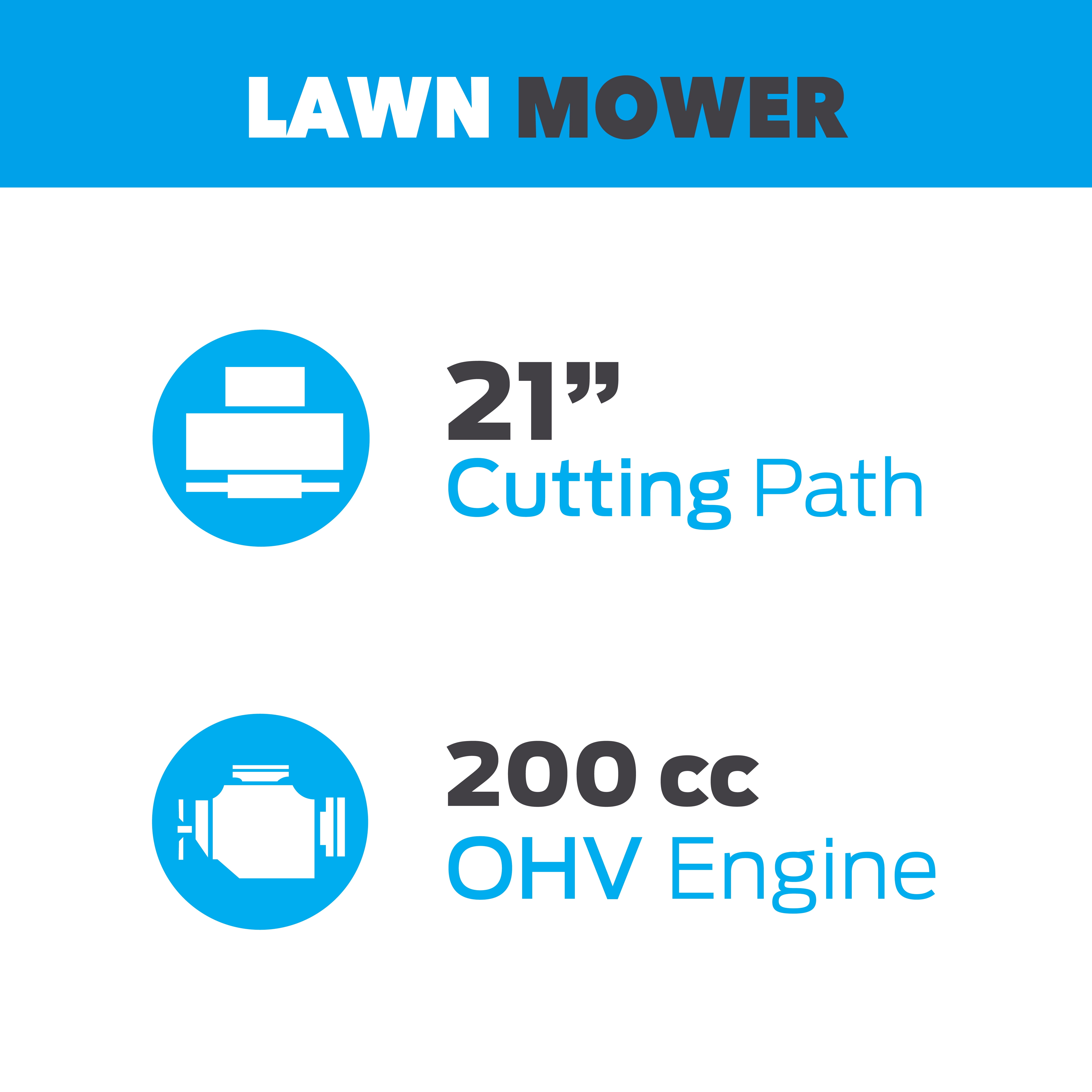 Pulsar 21 in Gas Push Lawn Mower with 200cc OHV Engine and Side Discharge (White, 21 in) nxful