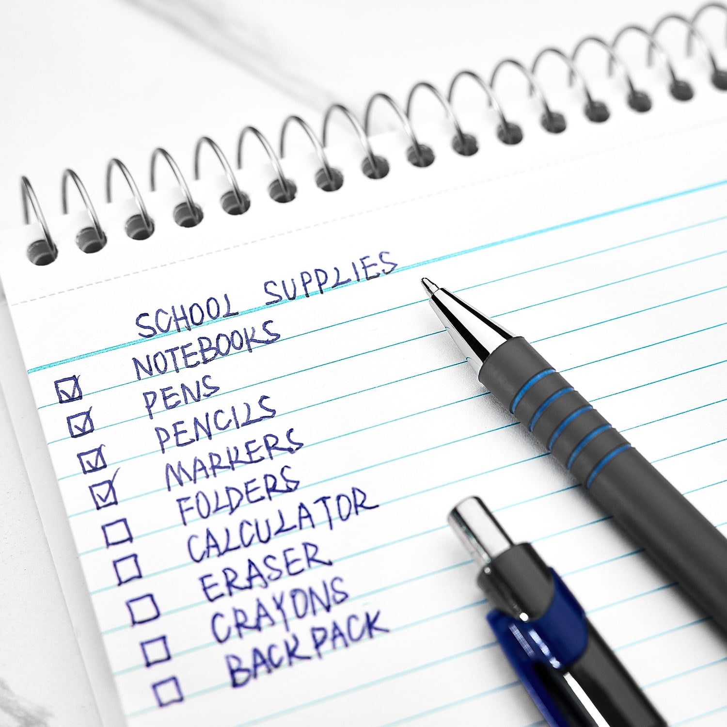 MyOfficeInnovations Postscript Retractable Ballpoint Pens, Smooth Writing Medium Point, Blue Ink (12 Pack) 2rtfm