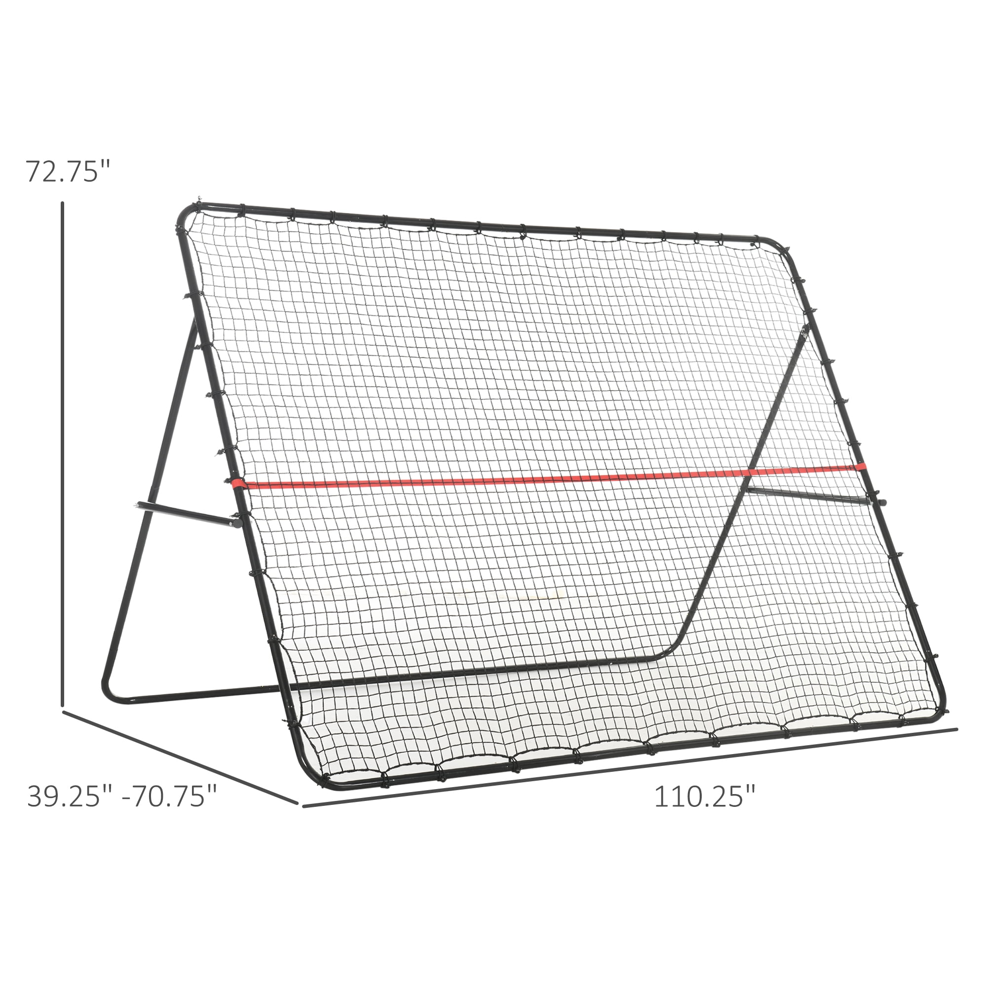 Soozier Adjustable Rebounder Net, Foldable Soccer Baseball Tennis Practice Goal (Black, 110.25 in x 70.75 in x 72.75 in) 1ubhe