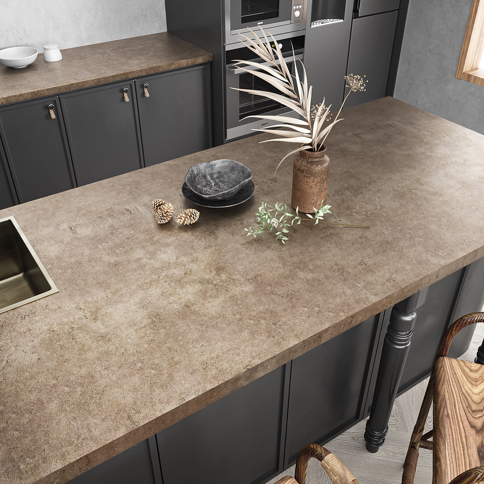 VEELIKE Peel and Stick Wallpaper, Waterproof Industrial Vinyl Contact Paper for Countertop and Furniture (Brown, 15.7 in x 118 in) 6dlni