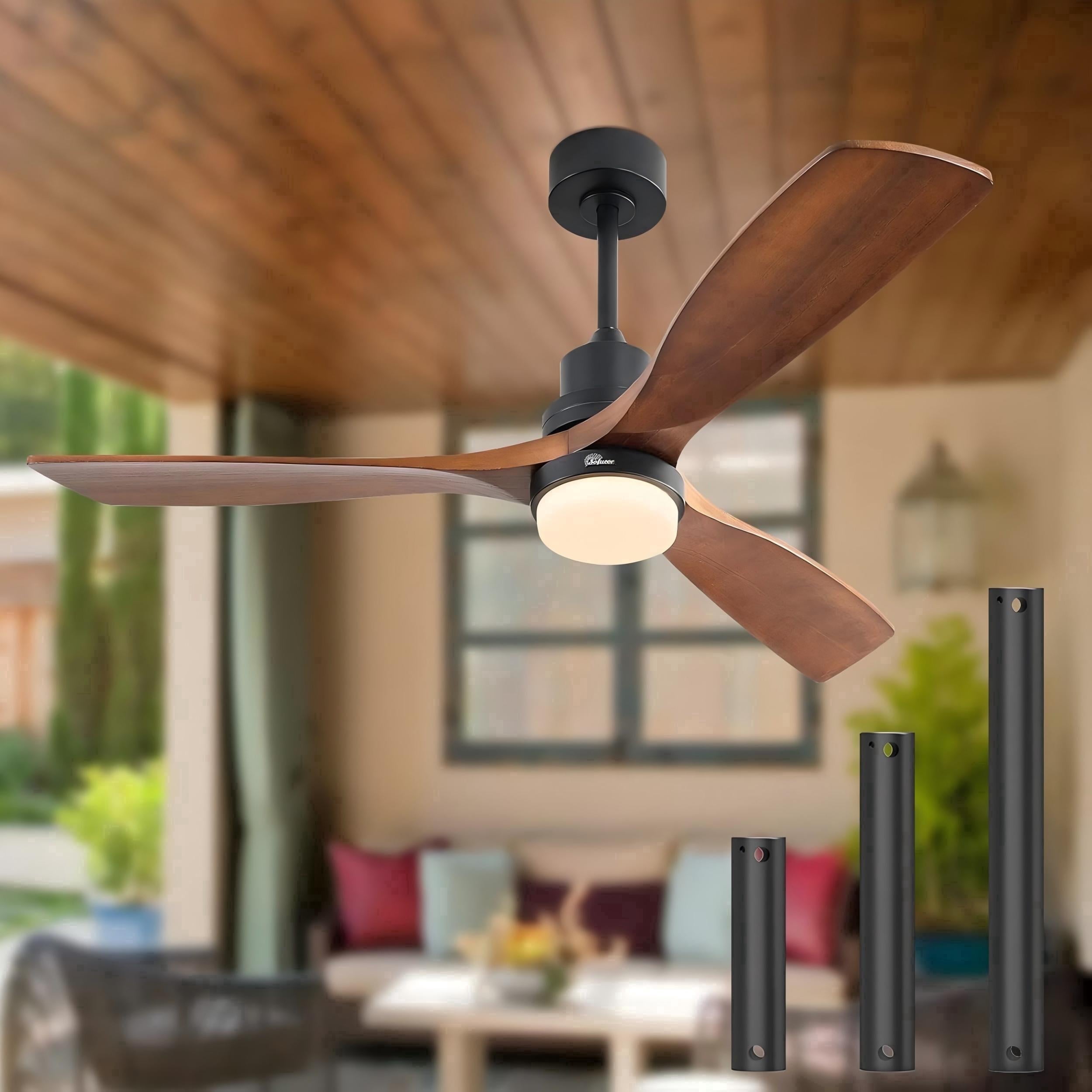 Sofucor 52 in Ceiling Fan with LED Lights, Remote Control, Reversible Noiseless Motor (Walnut, 52 in) isgbi