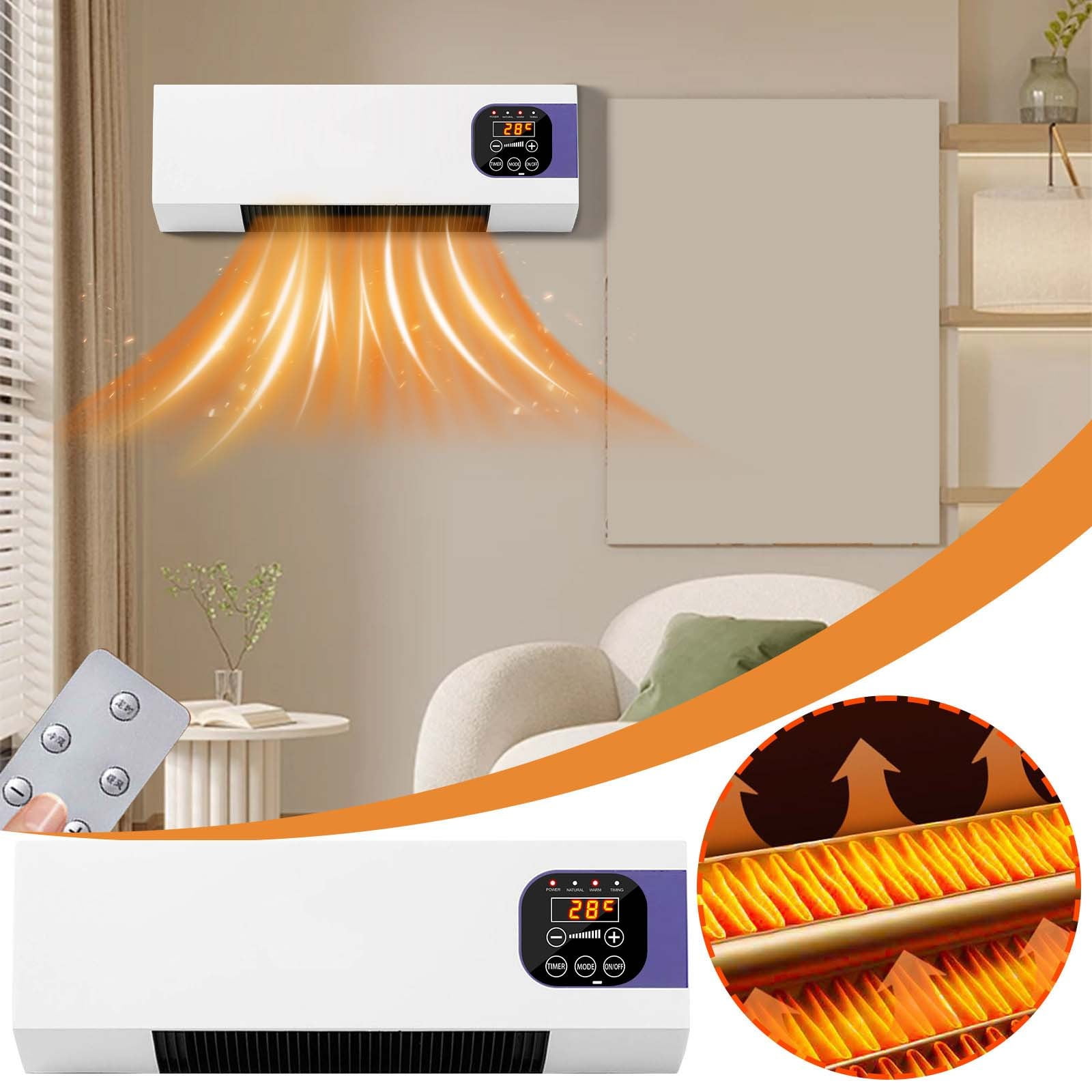 FYHALE 8,000 BTU Wall-Mounted Air Conditioner and Heater with Remote Control (White, 350 sq ft Coverage) ofgtx