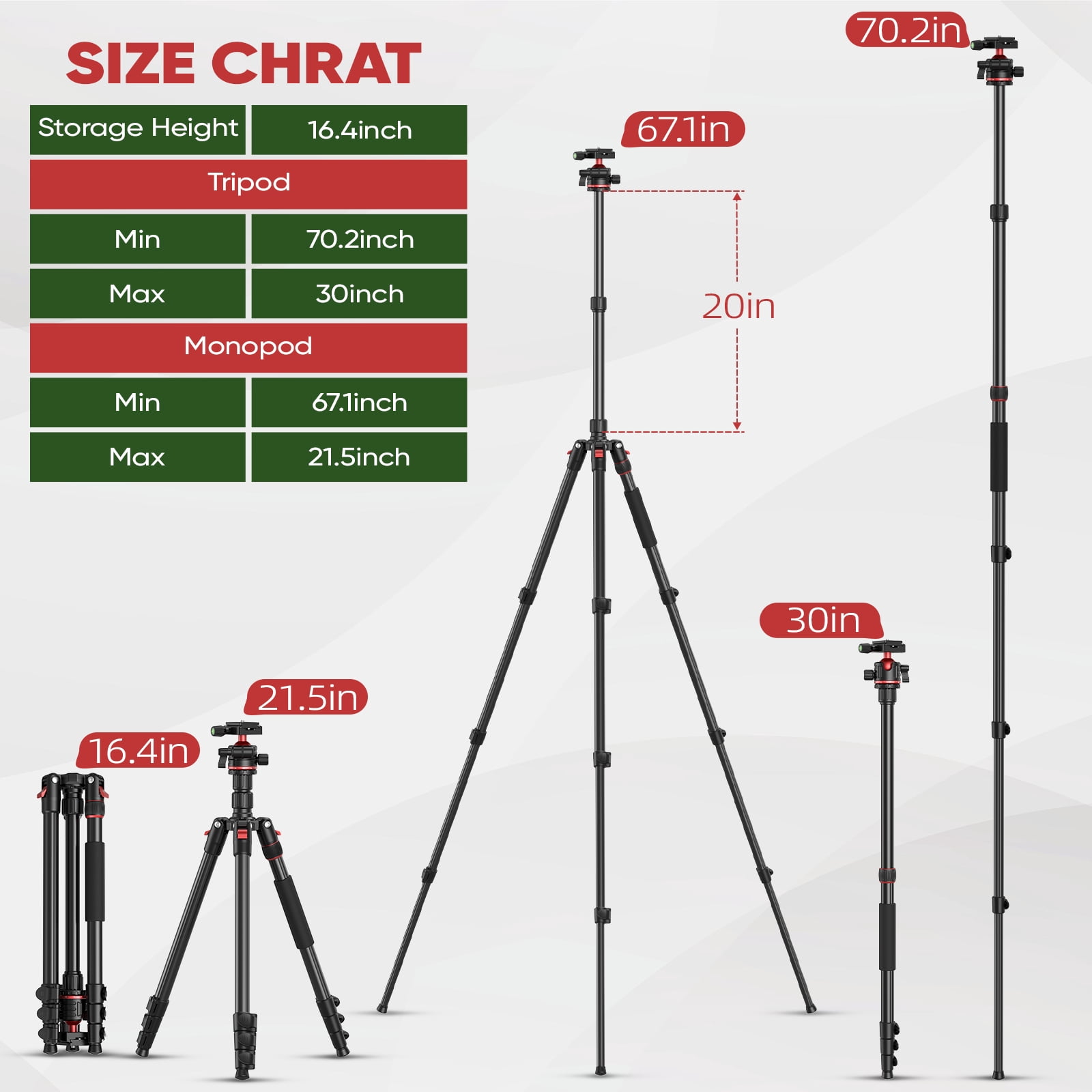 BNISE Aluminum DSLR Camera Tripod with 360° Panoramic Ball Head and Monopod Conversion (67 in) qv3z7