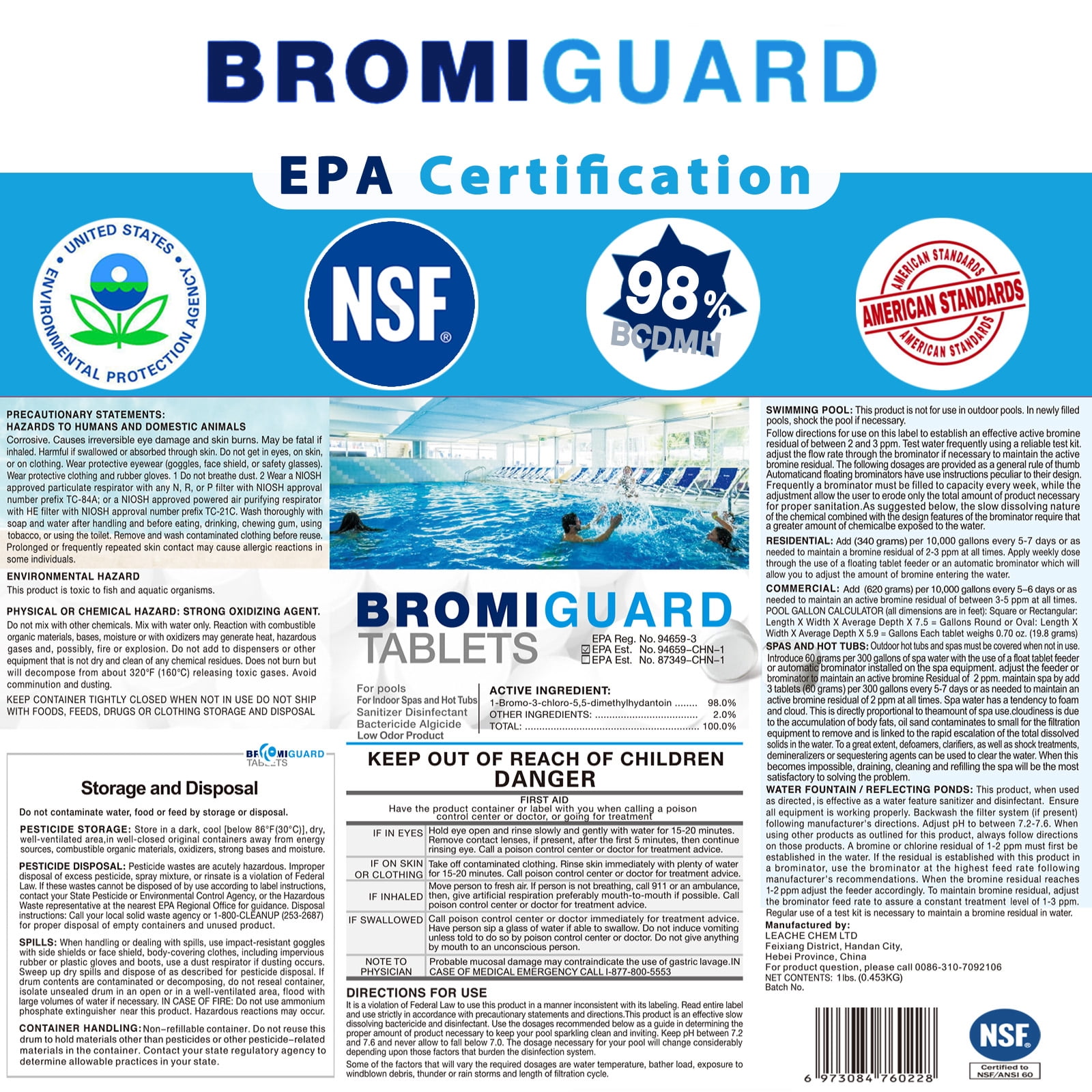 BROMIGUARD Bromine Tablets for Hot Tub and Spa Sanitizer (1 lb) 45hhp