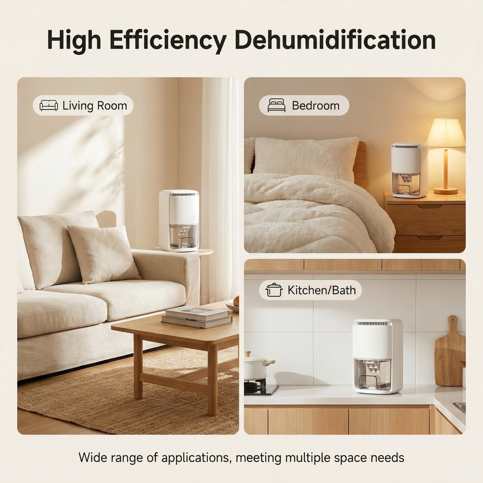 ZENGDAINM Small Dehumidifier for Bedroom and Bathroom, Quiet Portable Moisture Absorber with Auto Shut Off (White, 40 fl oz) sd8mp