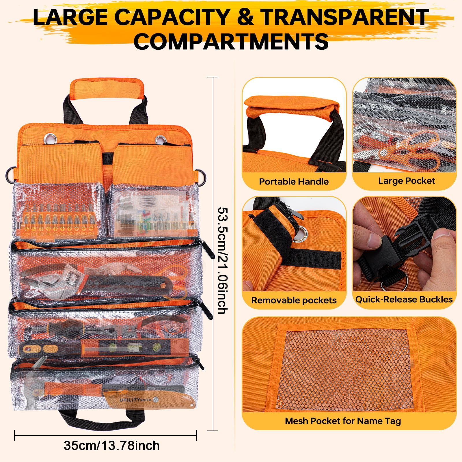Starwal 18-Piece Home Tool Kit with Roll-Up Storage Bag (Orange, 18-Piece Set) yoi9a