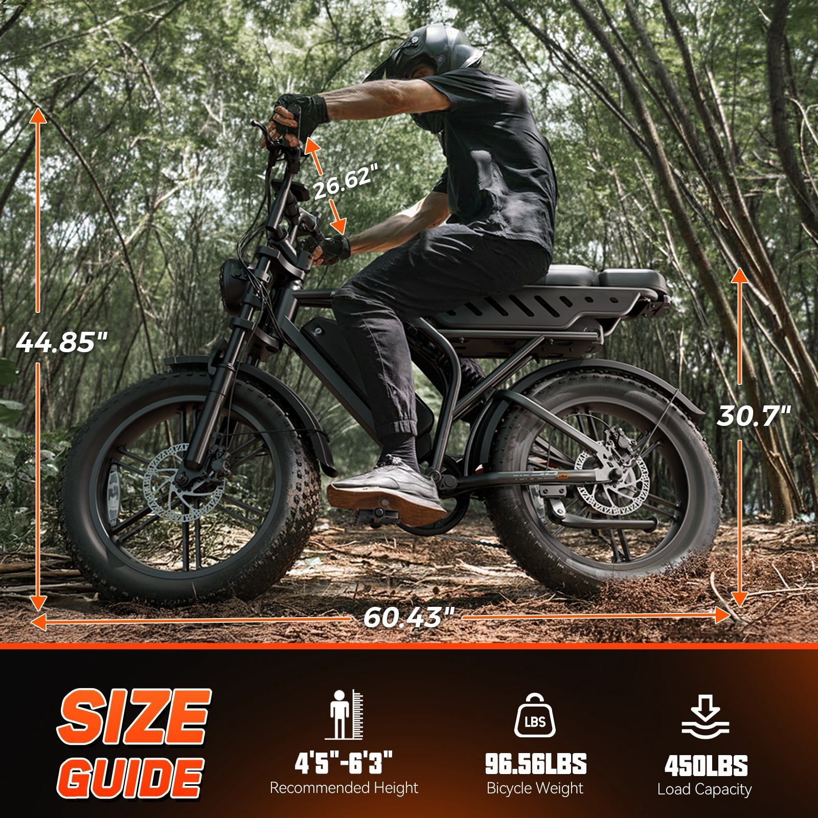 TST Electric Bike for Adults, 750W Motor Fat Tire E-Mountain Bike, Dual Suspension, App Control (Black, 20 in) 3g7t0