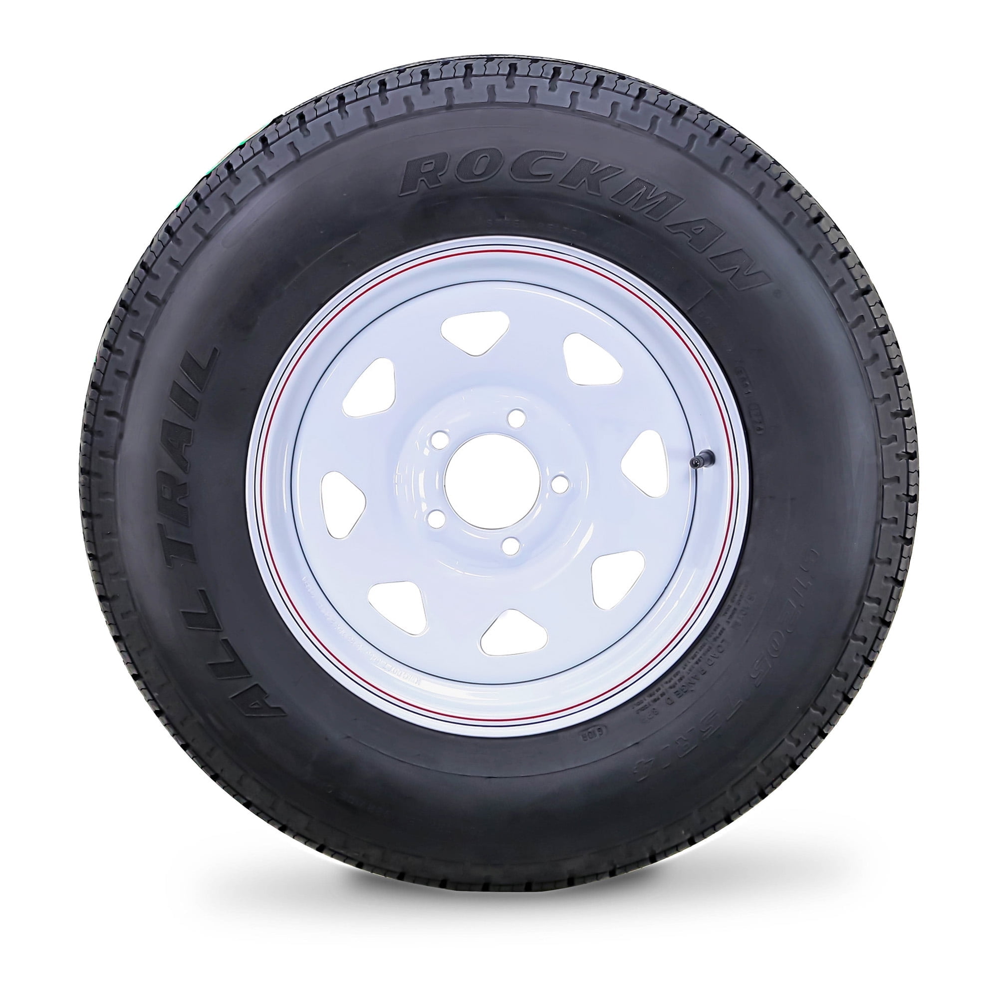 ROCKMAN Trailer Tire and Wheel Assembly ST205/75R14 8-Ply Load Range D (White Spoke Rim, 5 Lug on 4.5 in) mhqpt