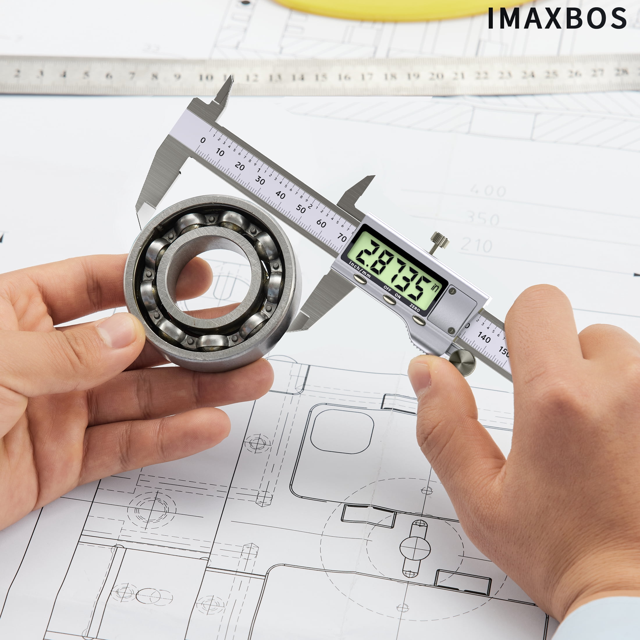 IMAXBOS 6-Inch Digital Caliper, Professional Stainless Steel Vernier Tool with LCD Display (Silver, 6 in) zwyc5
