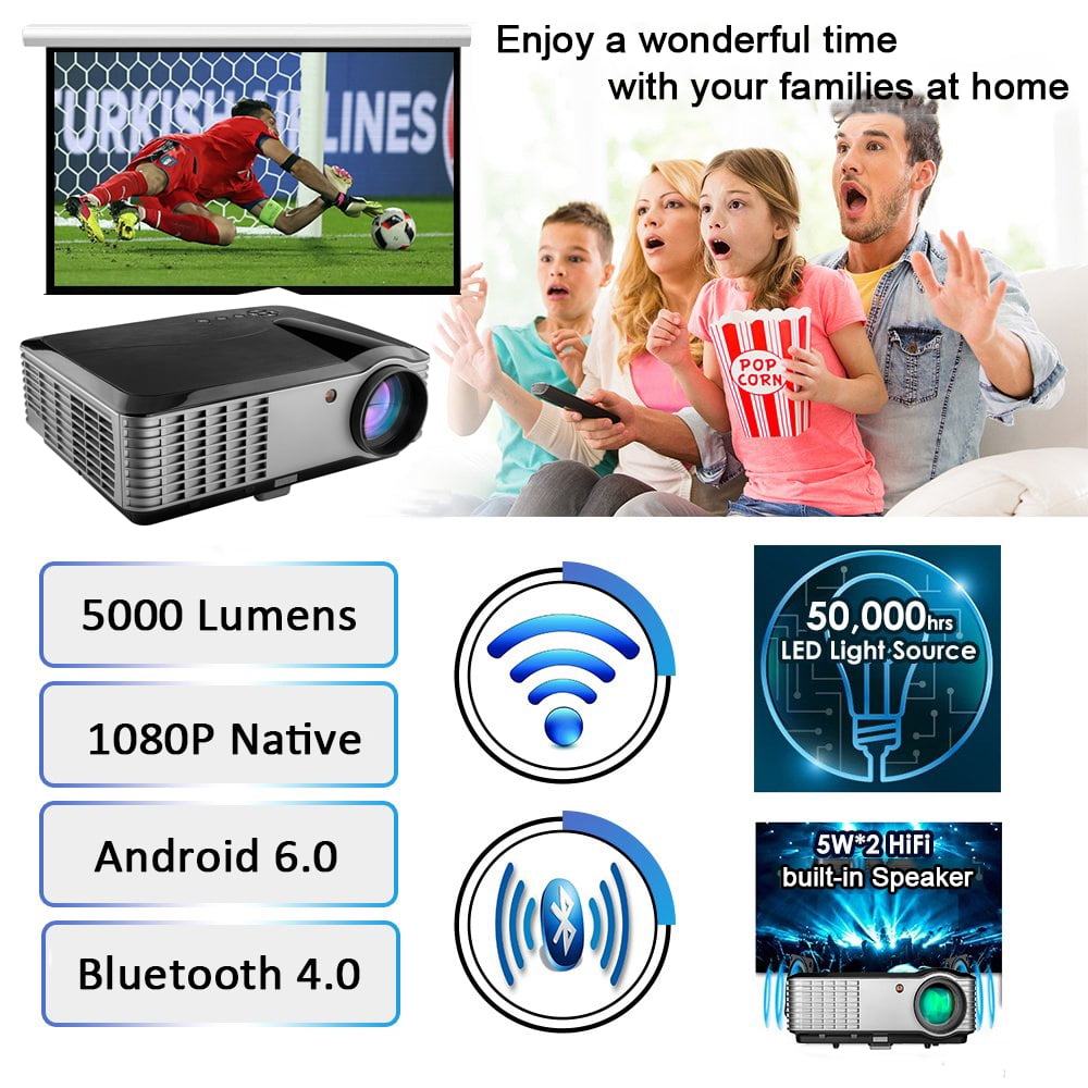 FLZEN F1A 1080p Full HD Home Theater Video Projector (Black, 13.23 in x 10.35 in x 4.65 in) 0rc0p