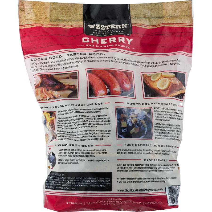 Western BBQ Premium Cherry Wood Cooking Chunks for Smoking and Grilling (549 cu in) kzx7s