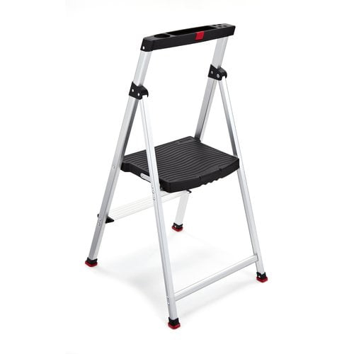 Rubbermaid 2-Step Lightweight Aluminum Step Stool with Project Top (Silver, 40.75 in) hf8ia