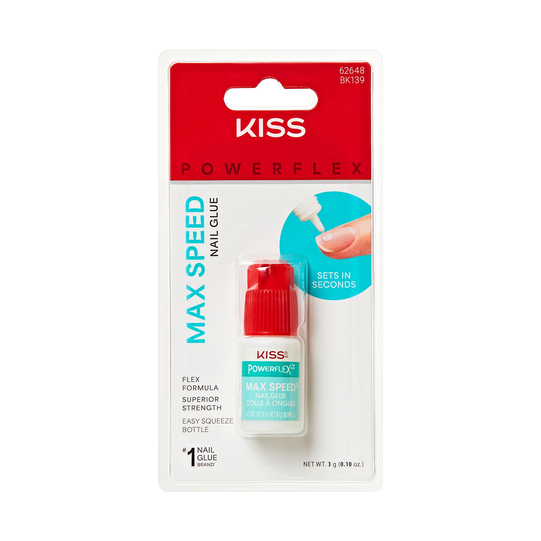 Kiss PowerFlex Maximum Speed Nail Glue for Press-On Nails (Clear, 0.1 oz) sxvve