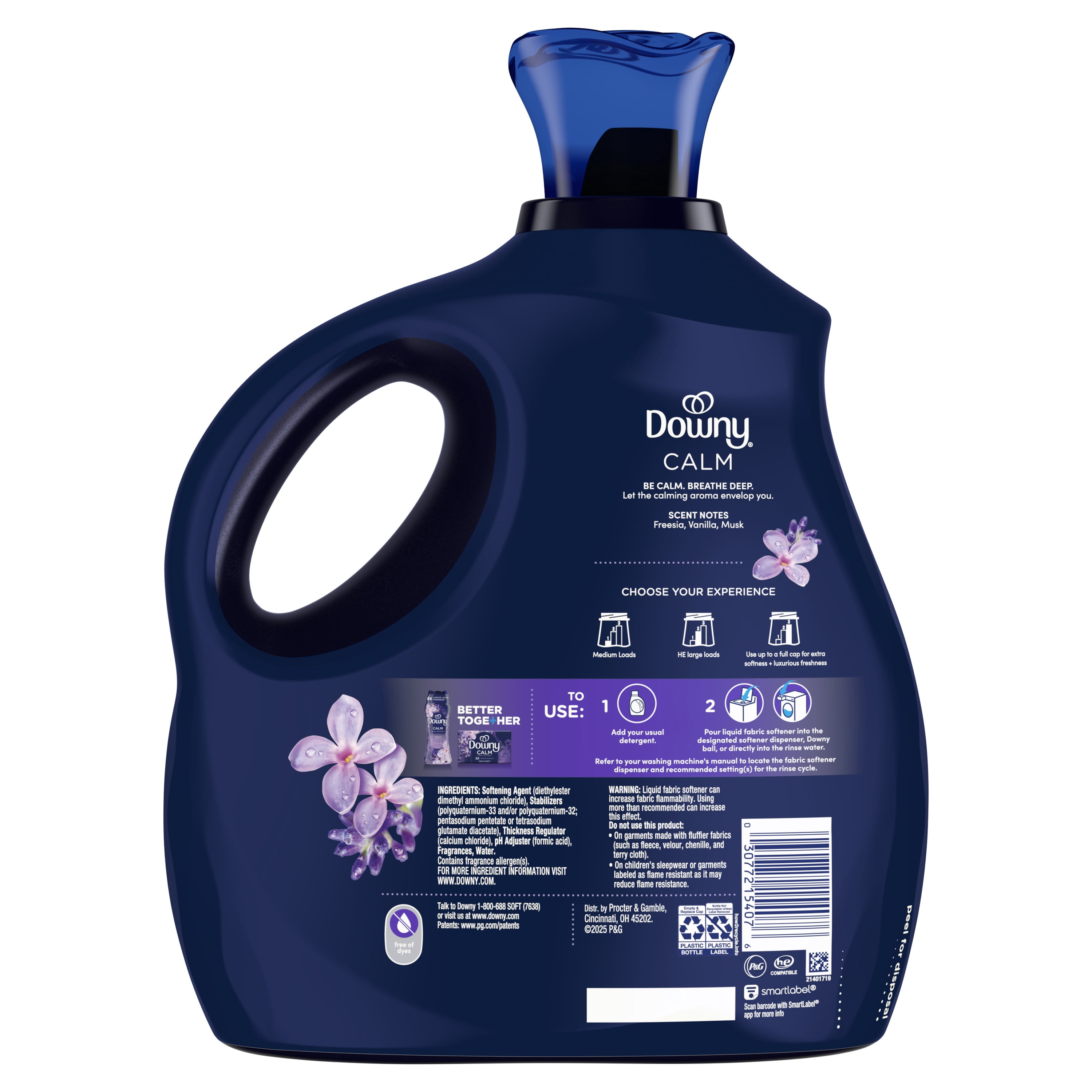 Downy Ultra Soft Liquid Fabric Softener, Calm Lavender & Vanilla Bean Scent, Long-Lasting Freshness (93 fl oz) wa0qu