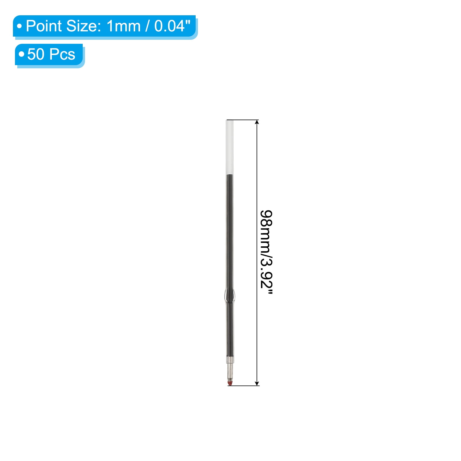 Uxcell Retractable Ballpoint Pen Refills, Smooth Writing Medium Point Ink (Black, 50 Pack, 3.92 in) jr9fs