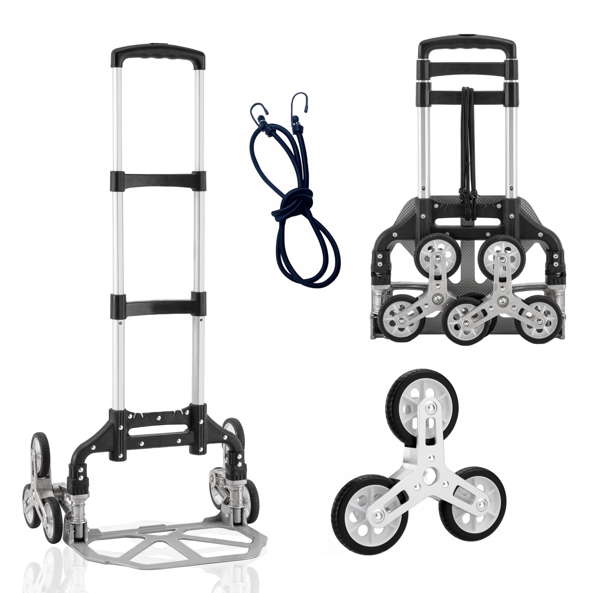 OUTMASTER Stair Climbing Cart 3-Wheel Foldable Hand Truck (Black, 380 lb Capacity) rka99