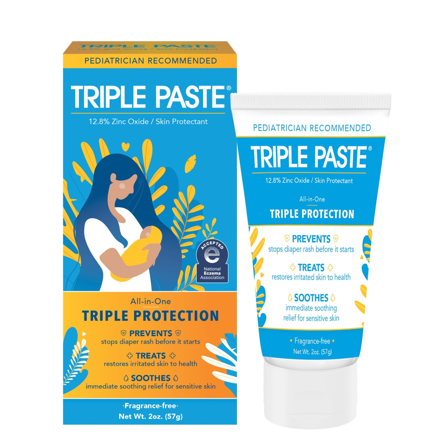Triple Paste Diaper Rash Ointment, Hypoallergenic Medicated Cream for Sensitive Skin (2 oz) j8xha