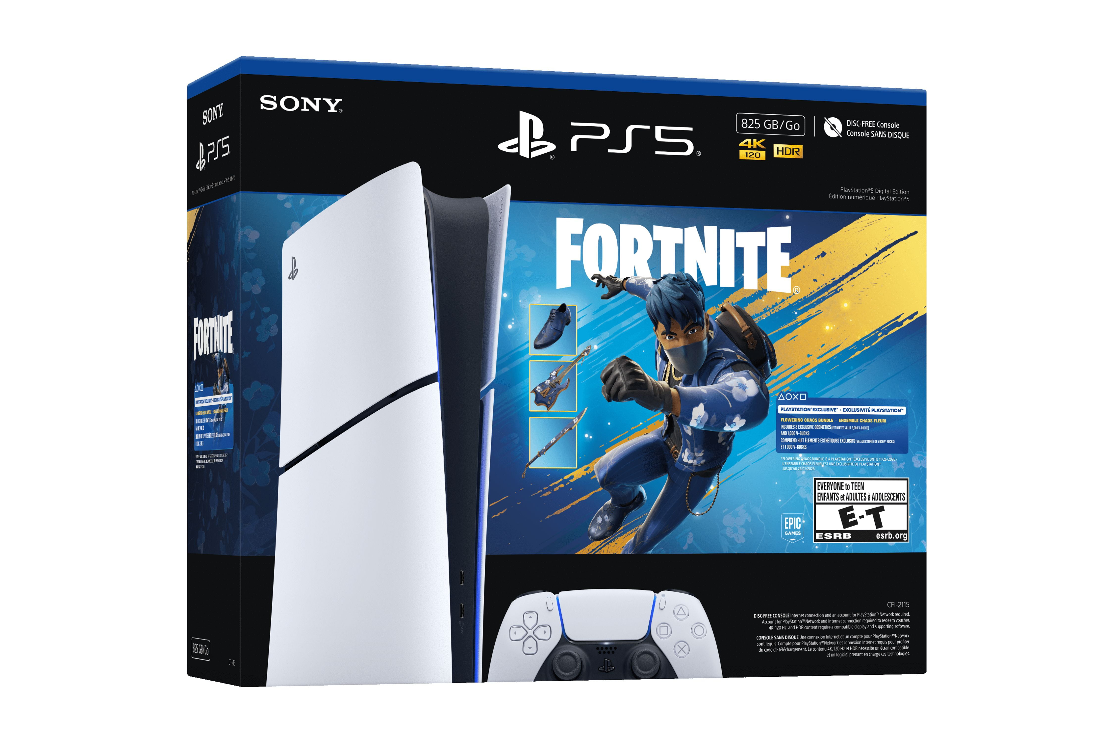 PlayStation 5 Digital Edition Console (825GB, White) - Fortnite Flowering Chaos Bundle 4tefn
