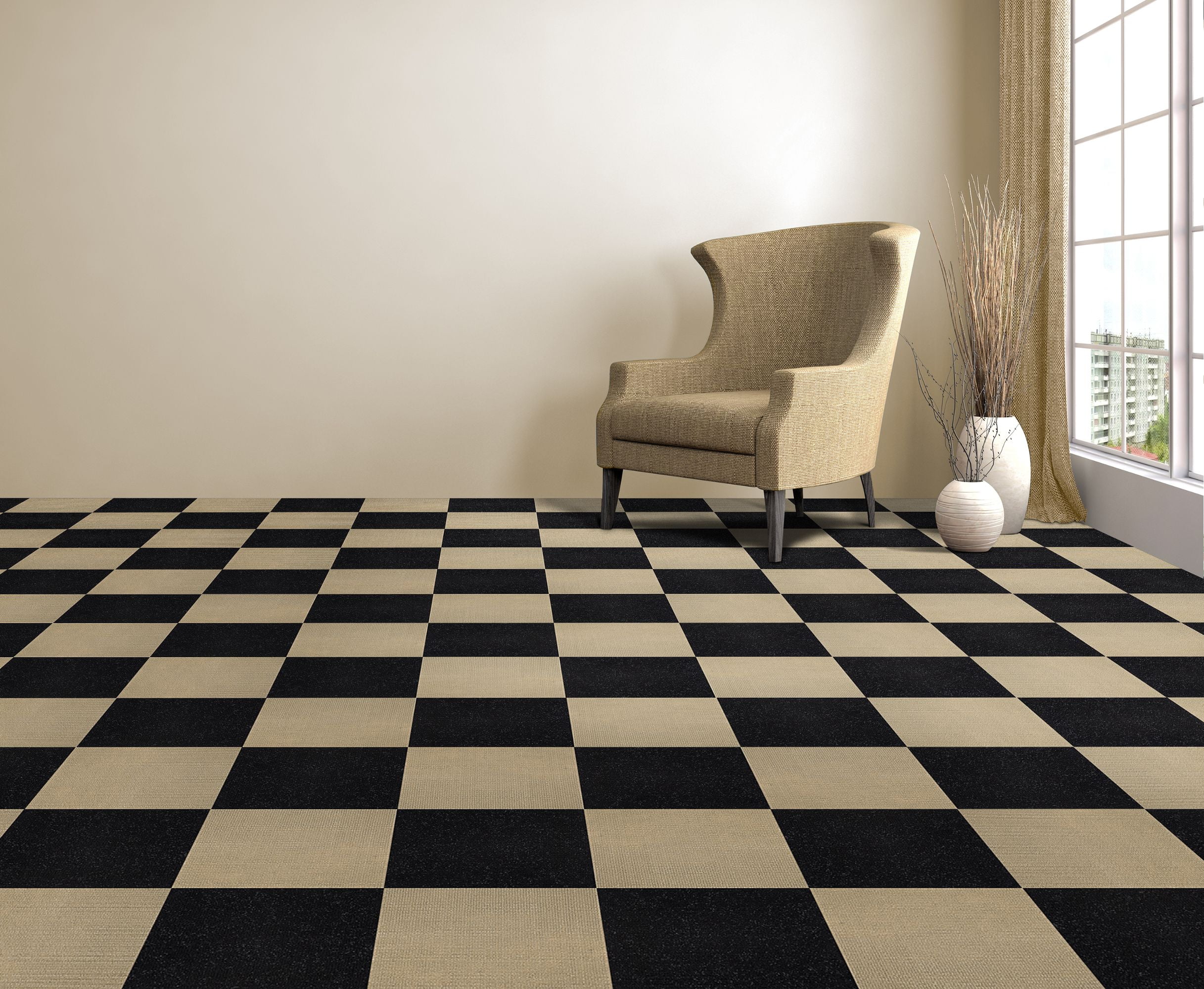 Achim Nexus Self-Adhesive Carpet Floor Tiles (Jet Black, 12 in x 12 in, 12-Pack) h9tcf
