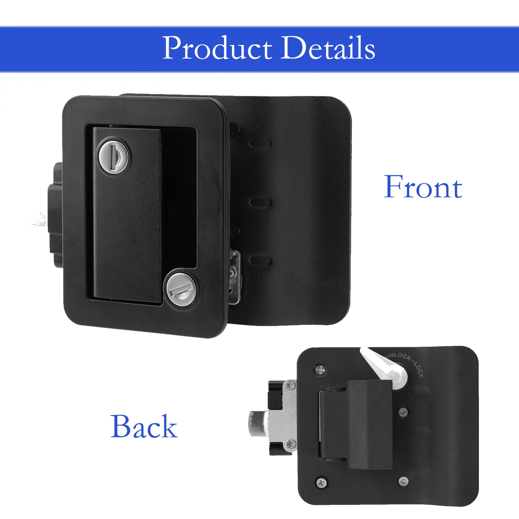 B4B BANG 4 BUCK RV Entry Door Lock with Paddle Deadbolt (Black, 1.25 in to 1.5 in Door Thickness) x4vzm