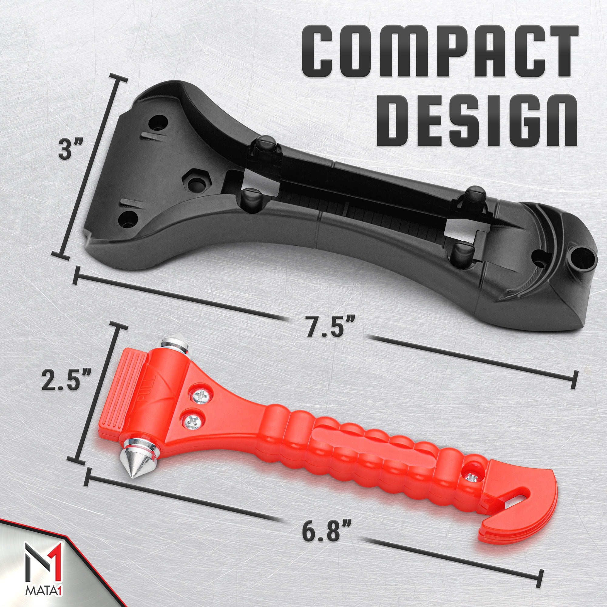 Mata1 Automotive Emergency Seatbelt Cutter and Window Glass Breaker Tool (Red, 2 Pack) 2ku3i