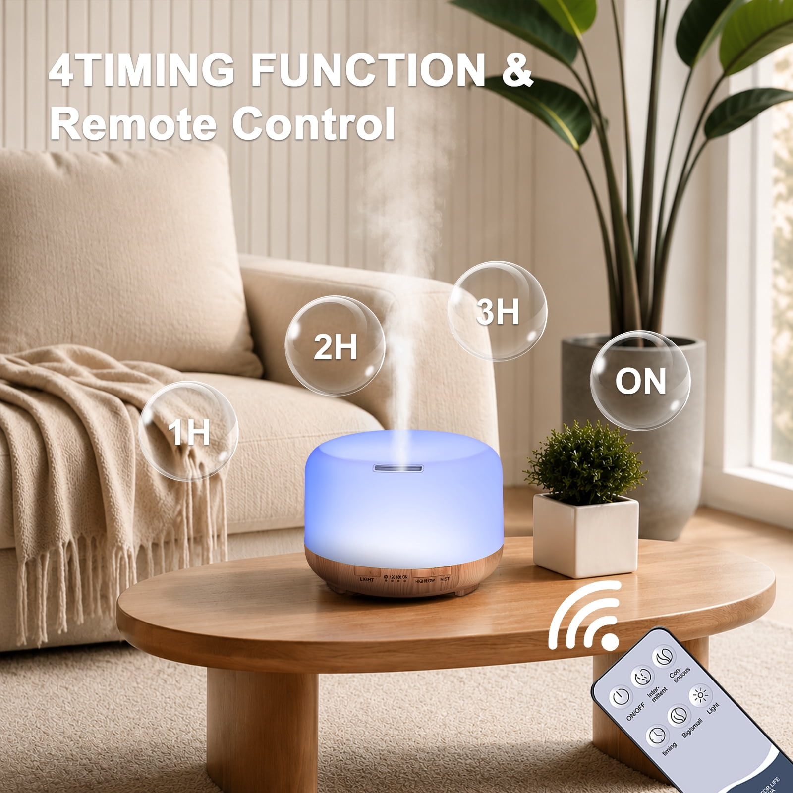 Fimilo Ultrasonic Aroma Diffuser and Essential Oil Set with Remote Control (Yellow, 16.91 fl oz) v1jaw